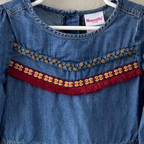 Nannette Kids Denim Jean Dress Country Western Boho Size 6 - Picture 3 of 6